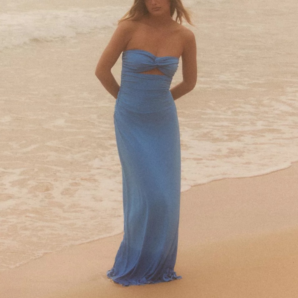 Zara NWT blue cutout maxi occasion dress - Picture 3 of 11